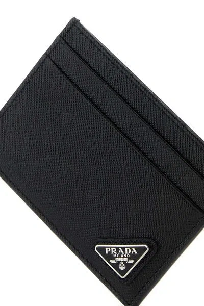 Prada Black Saffiano Card Holder With Logo