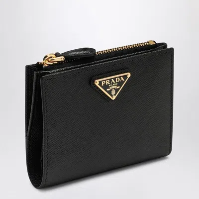 Prada Saffiano Leather Zipped Cardholder In Black