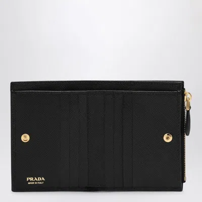 Prada Saffiano Leather Zipped Cardholder In Black