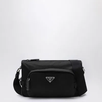 Prada Medium Black Crossbody Bag In Re-nylon And Saffiano Men