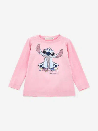 Monnalisa Stitch T-shirt Mit Strasssteinen In Pink