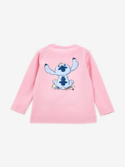 Monnalisa Stitch T-shirt Mit Strasssteinen In Pink