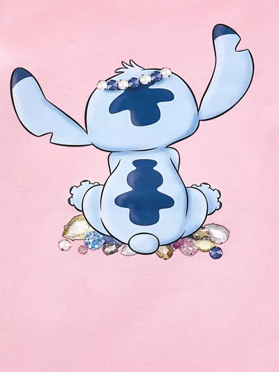 Monnalisa Stitch T-shirt Mit Strasssteinen In Pink
