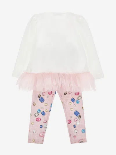 Monnalisa Girls Gem Print Leggings Set In Multi