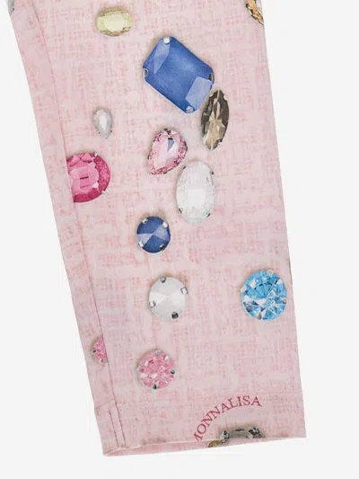 Monnalisa Girls Gem Print Leggings Set In Multi
