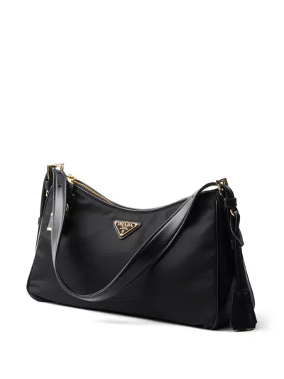 Prada Aimee Large Re-nylon And Leather Shoulder Bag With Padlock