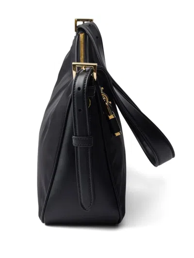 Prada Aimee Large Re-nylon And Leather Shoulder Bag With Padlock