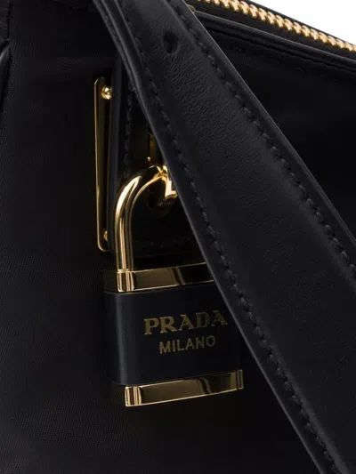 Prada Aimee Large Re-nylon And Leather Shoulder Bag With Padlock