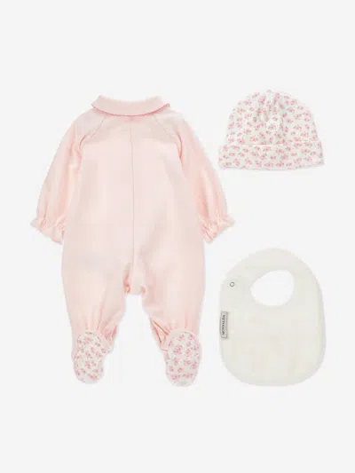 Monnalisa Baby Girls Bow Babygrow Set In Pink