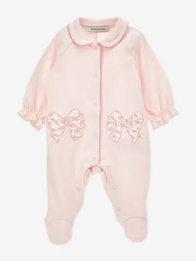 Monnalisa Baby Girls Bow Babygrow Set In Pink
