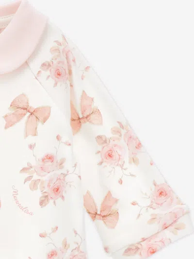 Monnalisa Baby Girls Bow And Flower Print Babygrow In White