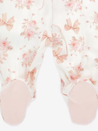 Monnalisa Baby Girls Bow And Flower Print Babygrow In White