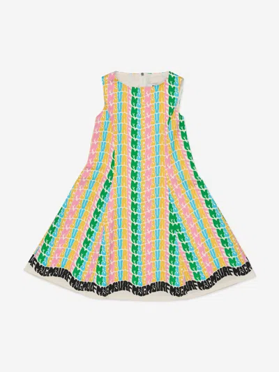 Msgm Girls Gabardine Dress In Multi