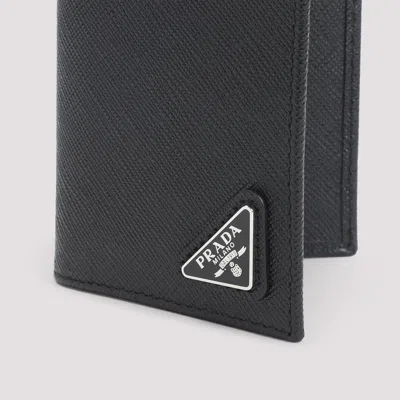 Prada Black Vertical Wallet In Saffiano