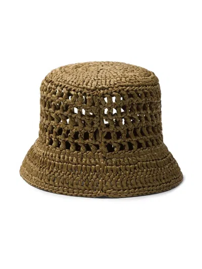 Prada Logo-embroidered Bucket Hat In Brown