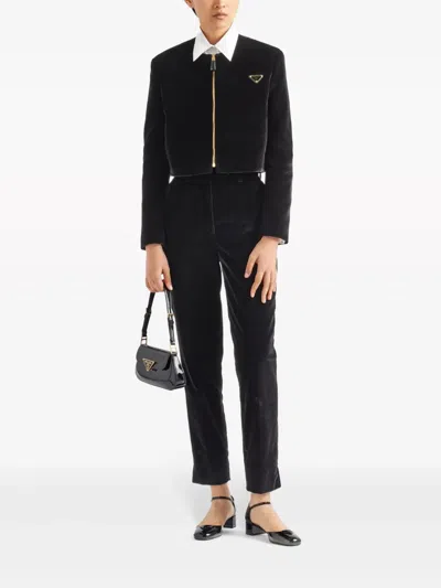Prada Cropped Tailored Trousers In Black