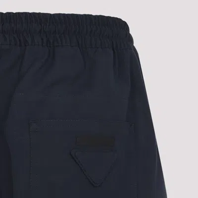Prada Cotton Straight Leg Trousers With Elastic Waistband