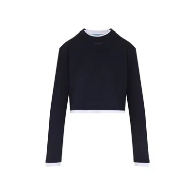 Prada Cropped Long Sleeve Oversize T-shirt