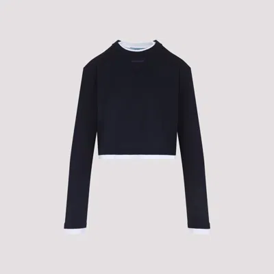 Prada Cropped Long Sleeve Oversize T-shirt