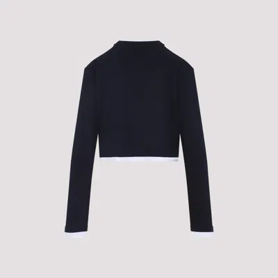 Prada Cropped Long Sleeve Oversize T-shirt