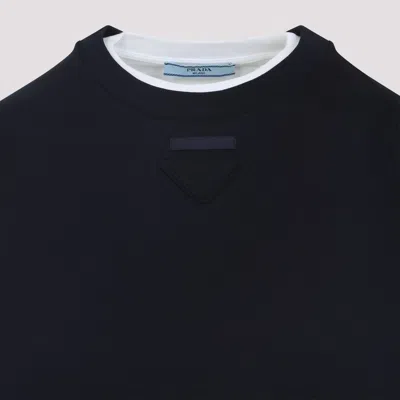 Prada Cropped Long Sleeve Oversize T-shirt