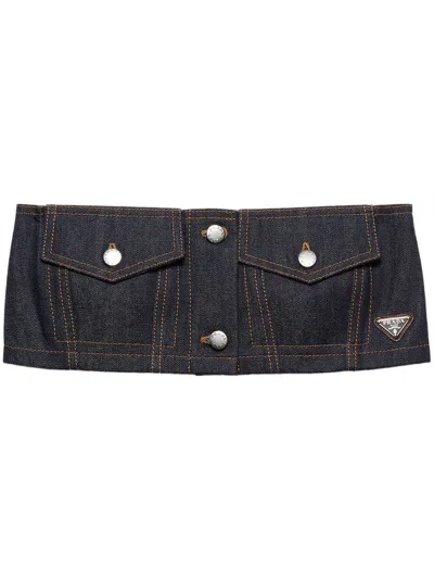 Prada Crop-top Aus Selvedge-denim In Blue