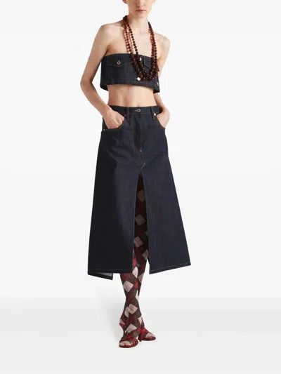 Prada Crop-top Aus Selvedge-denim In Blue