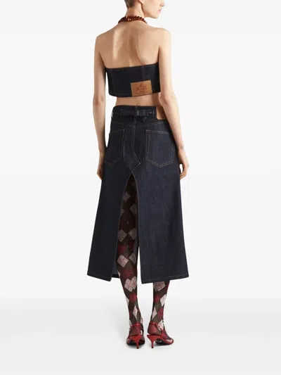 Prada Crop-top Aus Selvedge-denim In Blue