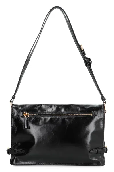 Prada Medium Triangle Logo Shoulder Bag In Black