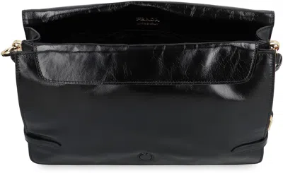 Prada Medium Triangle Logo Shoulder Bag In Black