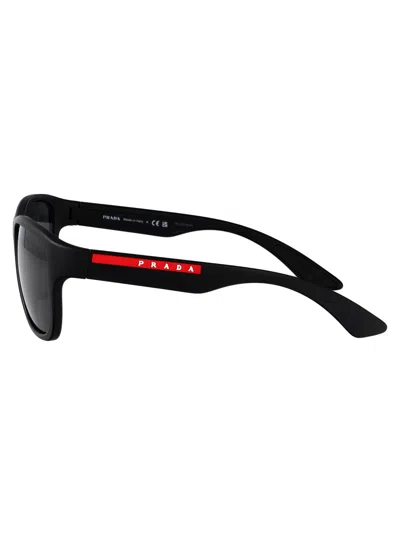 Prada Linea Rossa Black Rubber Nylon Sunglasses In Black