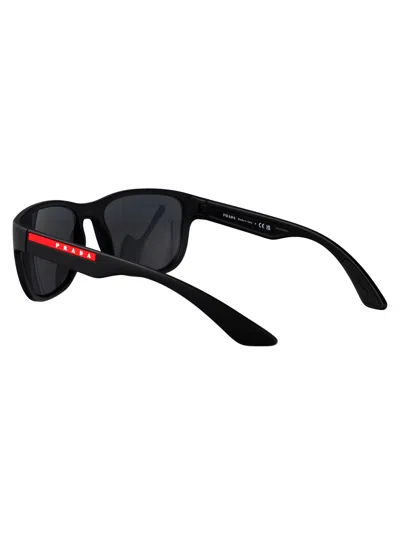 Prada Linea Rossa Black Rubber Nylon Sunglasses In Black