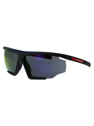 Prada Linea Rossa Black/red Rubber Injected Sunglasses In Black