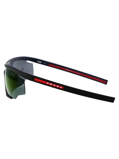 Prada Linea Rossa Black/red Rubber Injected Sunglasses In Black