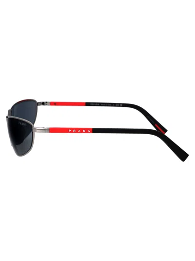 Prada Linea Rossa Gunmetal Metal Sunglasses In Brown