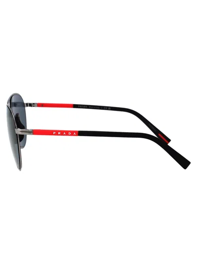 Prada Linea Rossa Gunmetal Metal Sunglasses In Blue