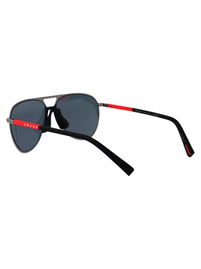 Prada Linea Rossa Gunmetal Metal Sunglasses In Blue
