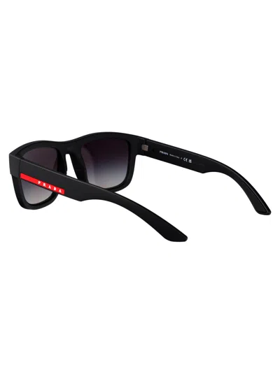 Prada Linea Rossa Matte Black Nylon Sunglasses In Black