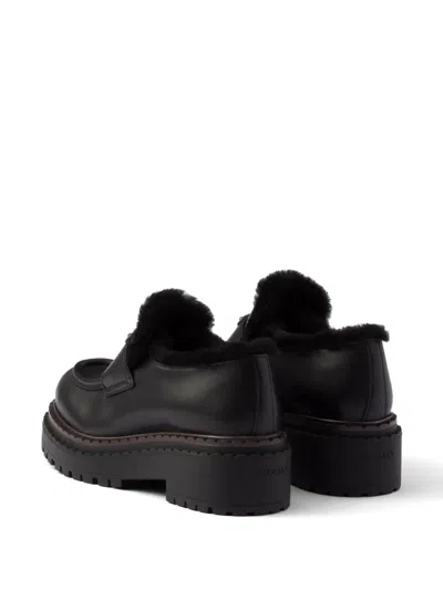 Prada Brushed Leather Loafers In Animal Print