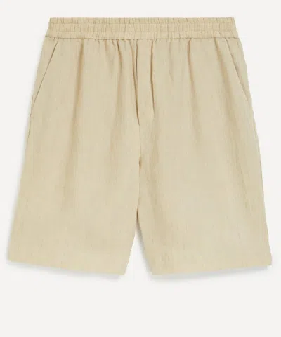 Sunspel Mens Light Sand Cotton-linen Drawstring Shorts