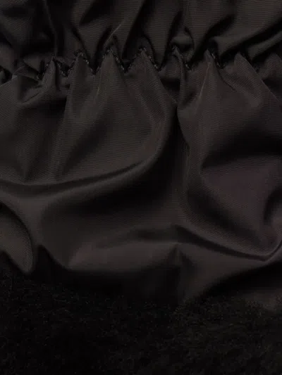 Prada Re-nylon And Shearling Mittens In Black