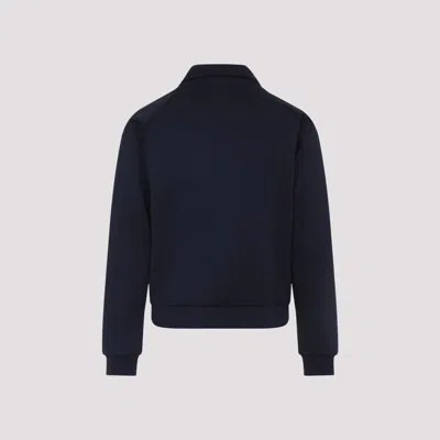Prada Tech Fabric Sweatshirt With Raglan Sleeves In Blue
