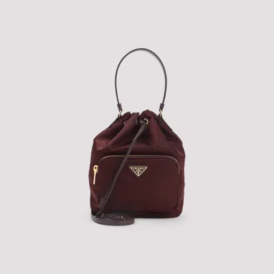Prada Maroon Logo Bucket Bag