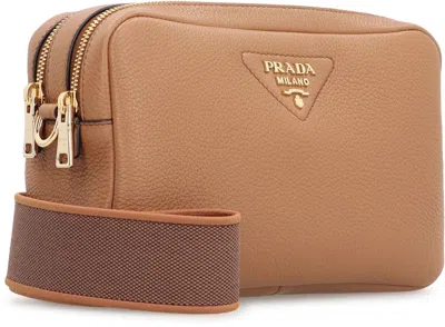 Prada Small Leather Crossbody Bag In Nude