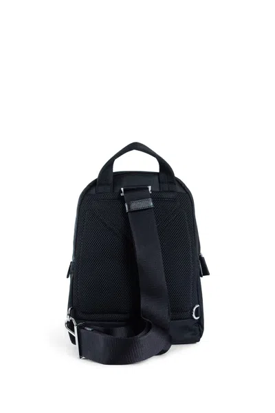 Prada Logo Re-nylon And Saffiano Leather Backpack In Black