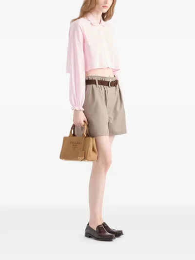 Prada Giardiniera Canvas Tote Bag In Brown