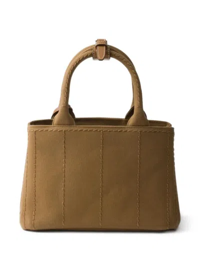 Prada Giardiniera Canvas Tote Bag In Brown