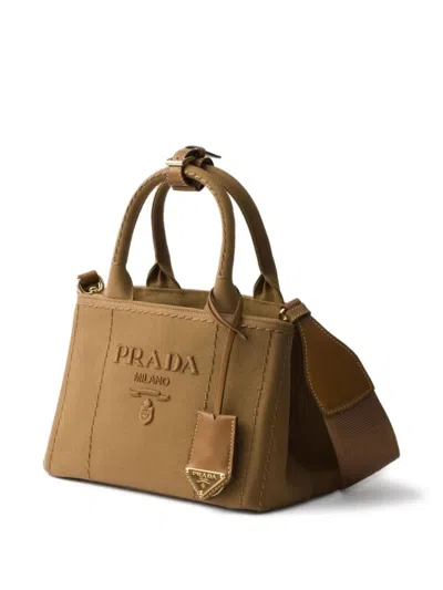 Prada Giardiniera Canvas Tote Bag In Brown