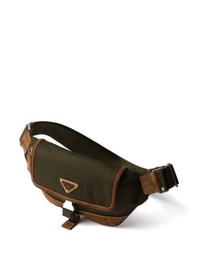 Prada Men Two-tone Re-nylon And Suede Belt Bag