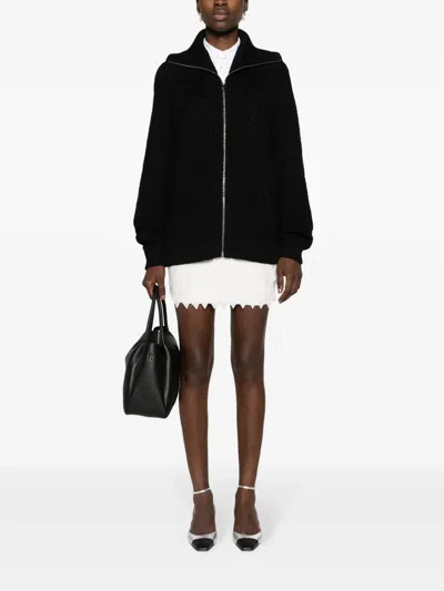 Prada Enamel Triangular Zipper Sweater In Black